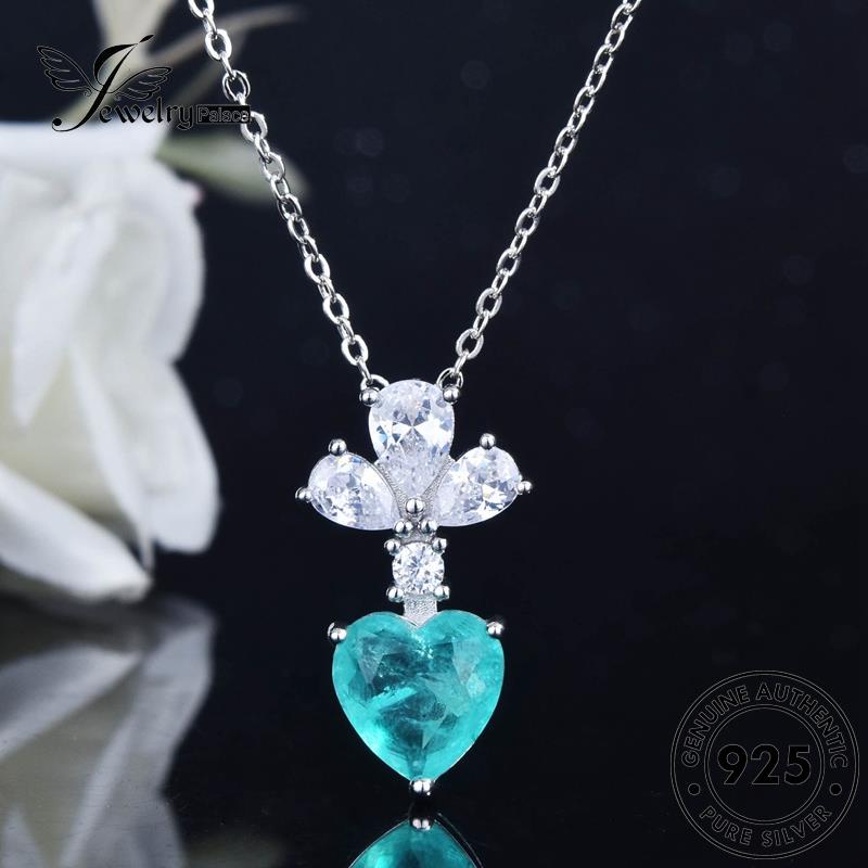 Perhiasantempat Set Kalung Perak925 Manis Asli Aquamarine Hati Wanita S328