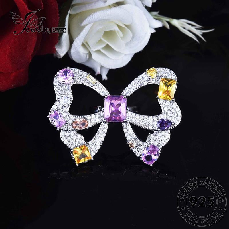 Jewelrypalace Kalung Wanita Lucu Kristal Berlian925 Set Perak Butterfly Pink Asli S356