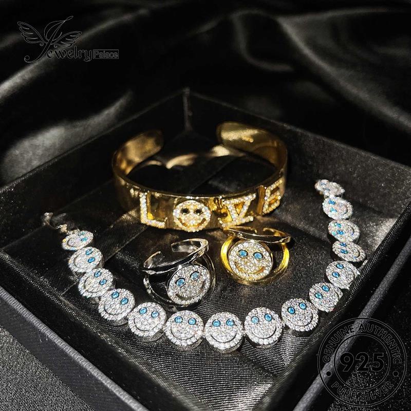 Jewelrypalace Set Emas Moissanite Berlian925 Asli Kalung Smile Perak Wanita Mulia S412