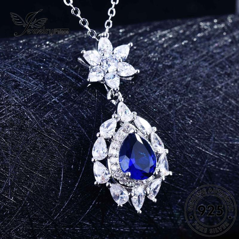 Jewelrypalace Kalung Perak925 Mewah Asli Sapphire Wanita Set S383