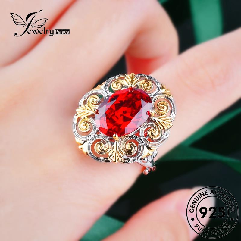 Perhiasanpalace Perak Asli925 Kalung Set Gold Wanita Bertekstur Ruby S494