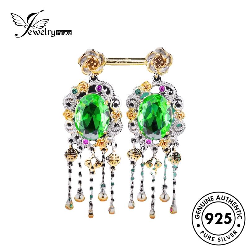 Jewelrypalace Kalung Perak Zamrud925 Wanita Asli Set Rumbai S480