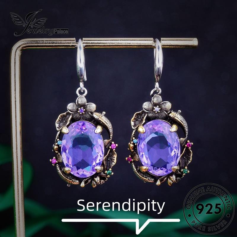 Jewelrypalace Kalung925 Perak Asli Wanita Amethyst Kerawang Kerawang Kerawang Set S545