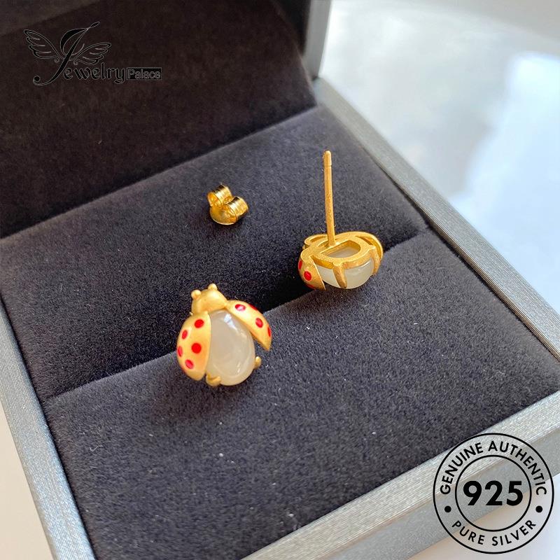 Jewelrypalace Ladybug Jade Wanita Asli Set Kalung925 Perak S590