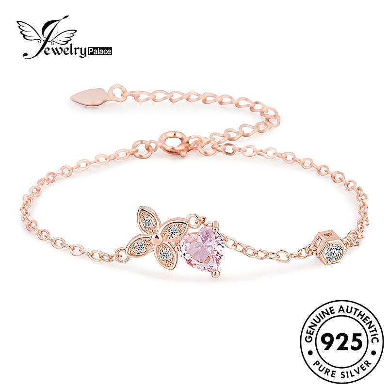 Tempat Perhiasan Wanita925 Korea Kristal Berlian Versi Gelang Emas Perak Asli Pink B525