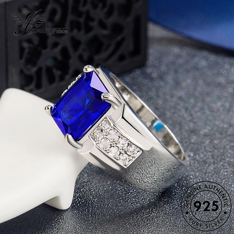 Jewelrypalace Cincin Perak Sapphire Kepribadian Asli Kotak Pria925 R10