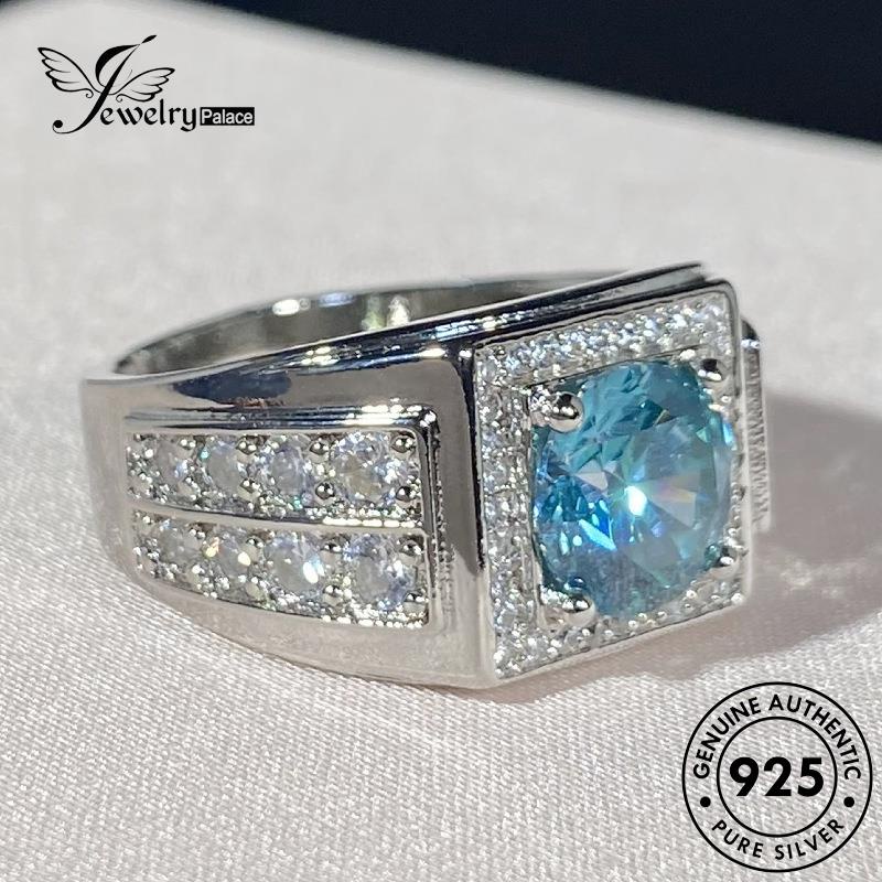 Perhiasantempat Perak Mendominasi Hati925 Panah Asli Cincin Aquamarine Dan Pria R31