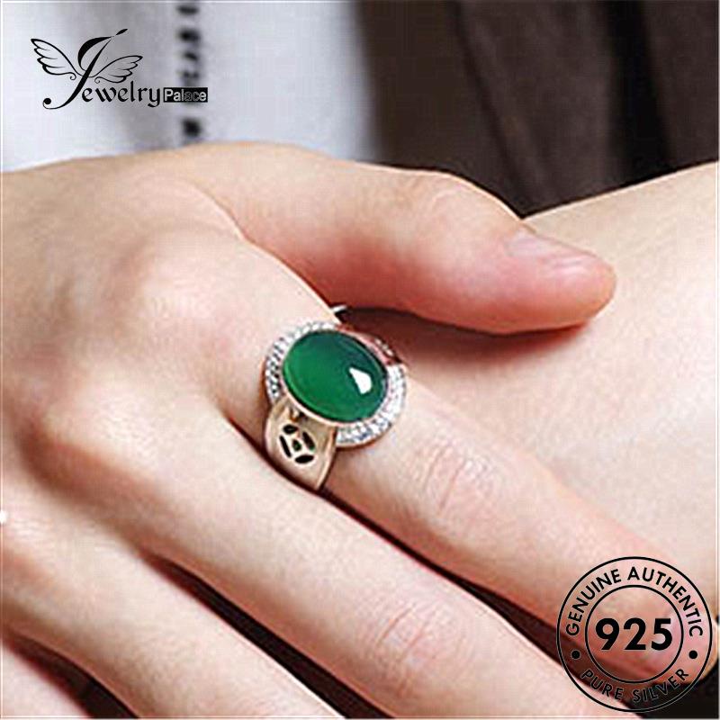 Jewelrypalace Perak Giok925 Cincin Asli Vintage Oval Pria Emas R68