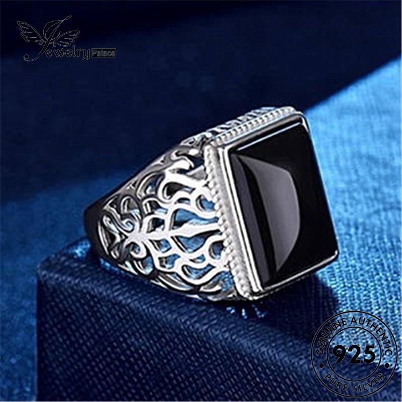 Jewelrypalace Obsidian Pria925 Cincin Berlian Asli Life Silver Tree Black Of Vintage R84