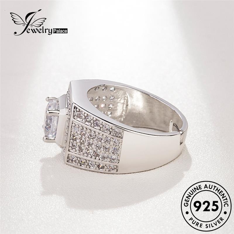 Tempat Perhiasan Cincin Pria Berlian Moissanite Mendominasi Perak925 Asli R87