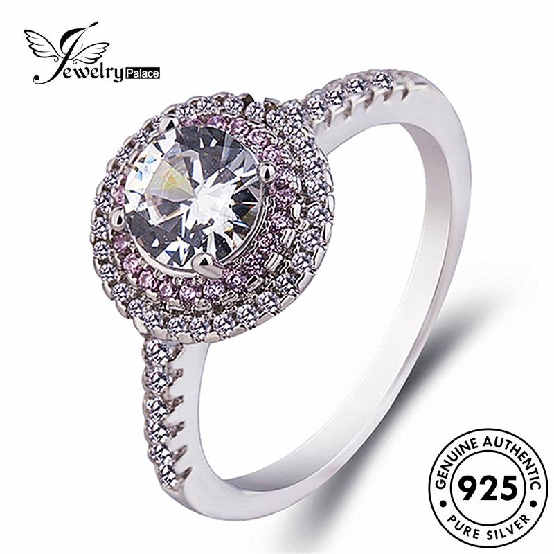 Jewelrypalace Cincin Bulat Wanita Moissanite Asli Fashion Perak925 Berlian R94