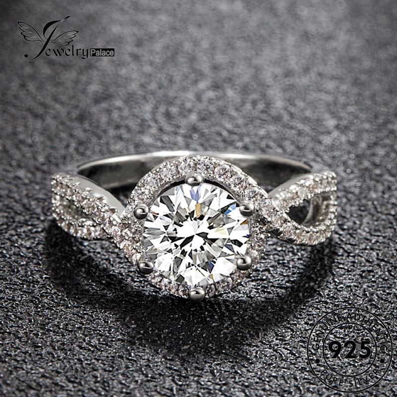 Jewelrypalace Berlian Simple Moissanite Asli 925cincin Lingkaran Wanita Perak R111