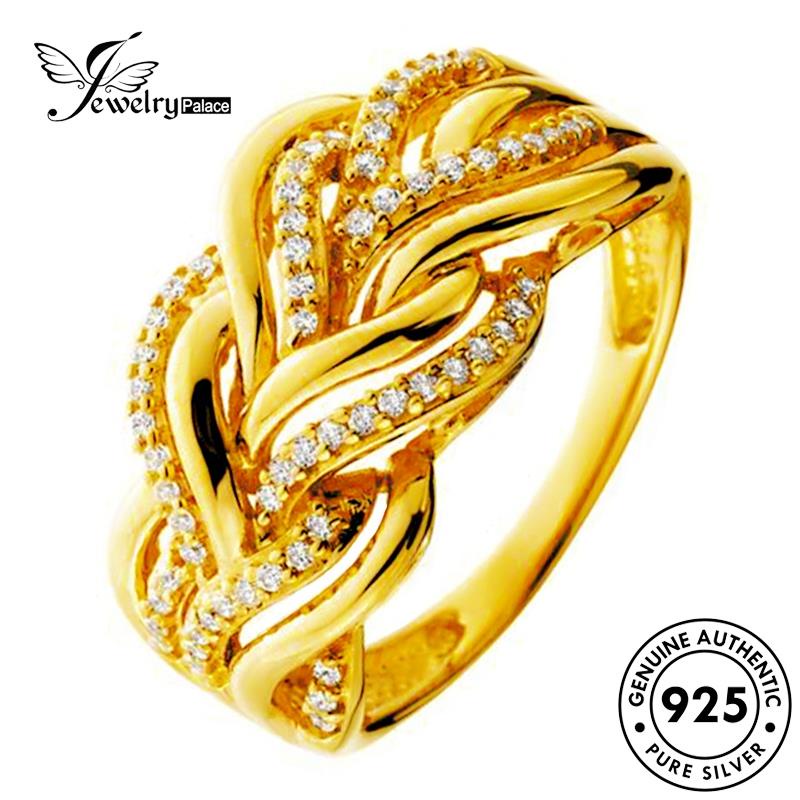 Tempat Perhiasan Wanita Kreatif925Cincin Moissanite Twist Berlian Emas Perak Asli R254