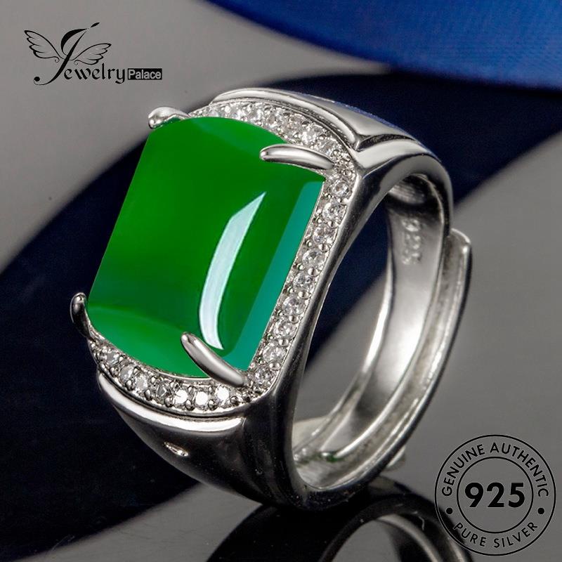 Jewelrypalace Cincin Perak Wanita Asli Square Jade Retro925 R172