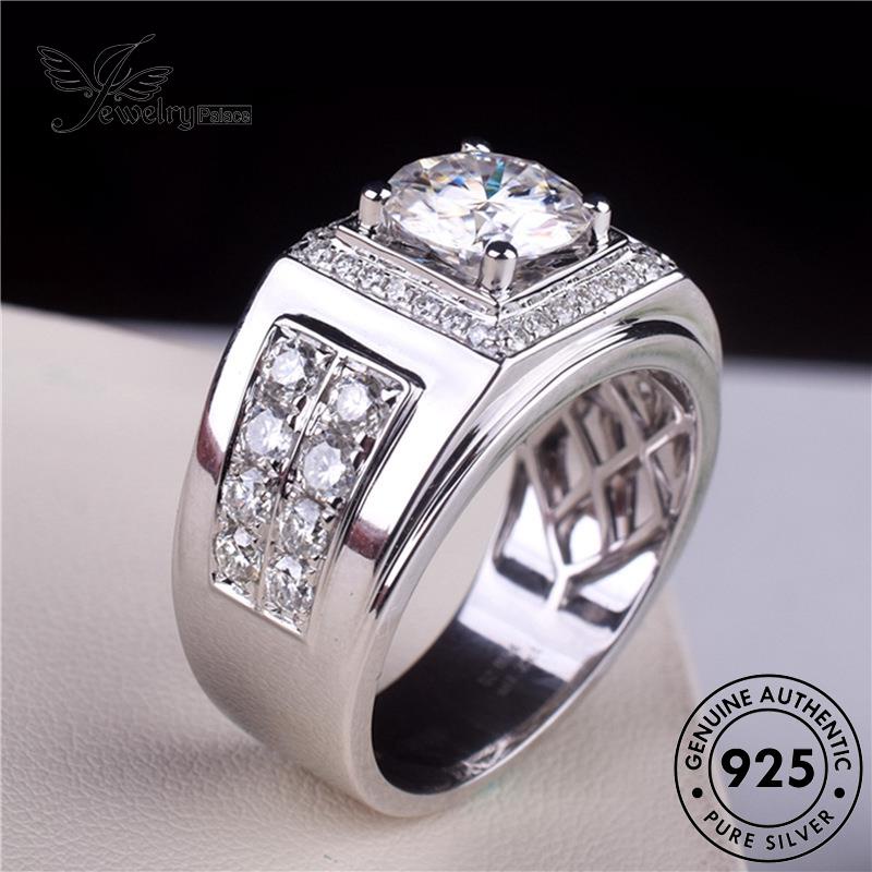 Tempat Perhiasan925 Pria Perak Mendominasi Cincin Berlian Asli Moissanite R183