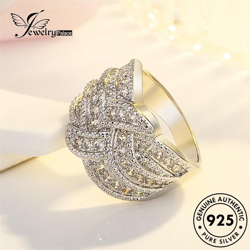 Jewelrypalace Cincin Mewah925 Twist Moissanite Perak Wanita Berlian Asli R349