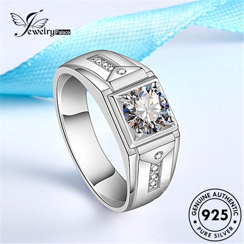 Jewelrypalace Moissanite Asli Berlian925 Perak Pria Rings Fashion R396