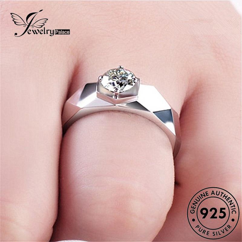 Jewelrypalace Cincin Berlian Klasik925 Asli Moissanite Perak Pria R328