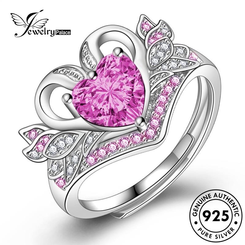 Jewelrypalace Asli Cincin925 Berlian Swan Temperamen Wanita Kristal Pink Perak R518