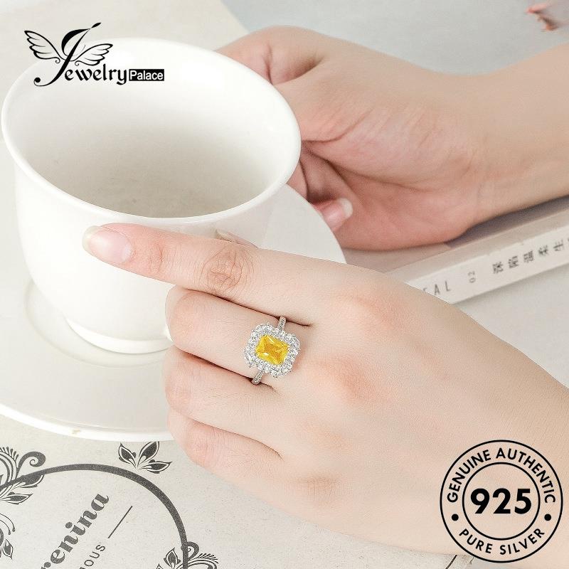 Jewelrypalace Cincin Perak Retro Citrine Wanita Asli Kotak925 R481