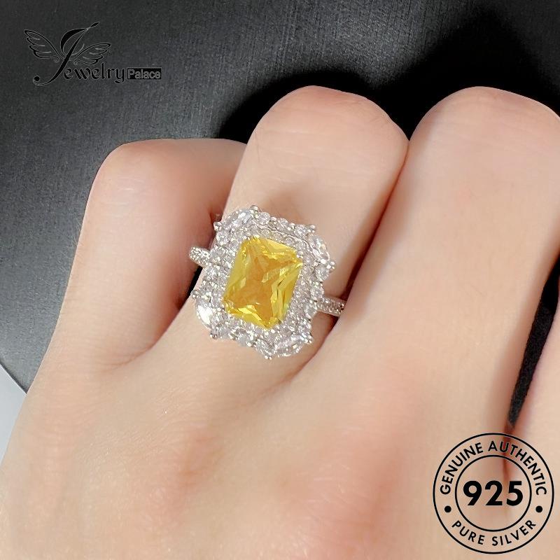 Jewelrypalace Cincin Perak Retro Citrine Wanita Asli Kotak925 R481