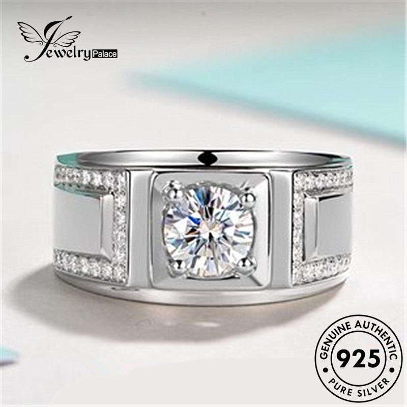 Jewelrypalace Asli Fashion Pria 925cincin Perak Moissanite Berlian R592