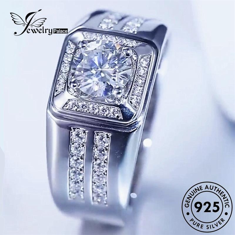 Jewelrypalace Cincin Perak925 Asli Berlian Moissanite Mewah Pria R595