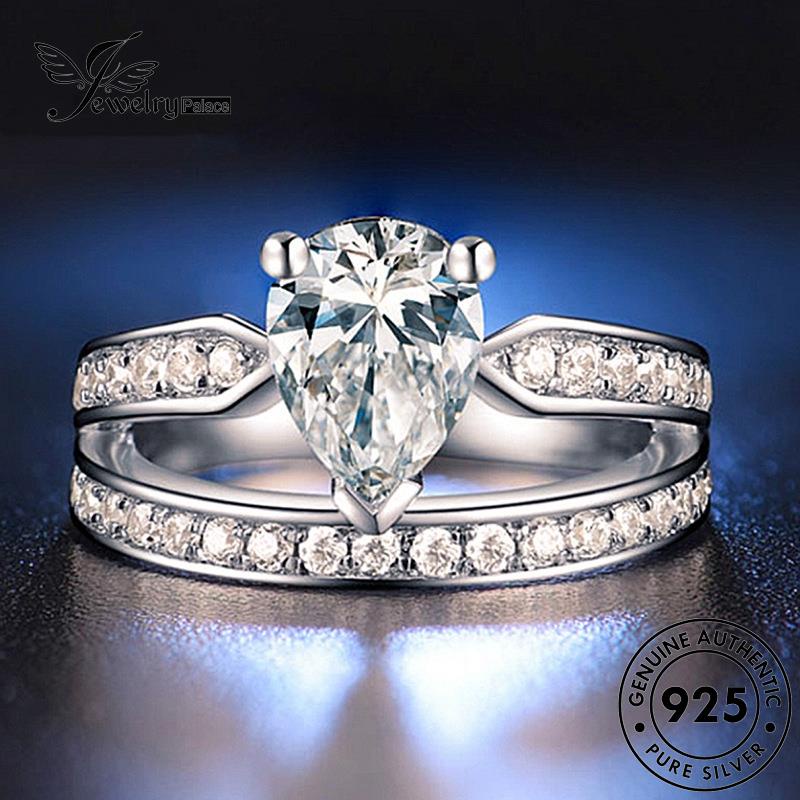 Jewelrypalace Wanita Asli Cincin Mewah Moissanite 925drop Bentuk Perak Berlian R538