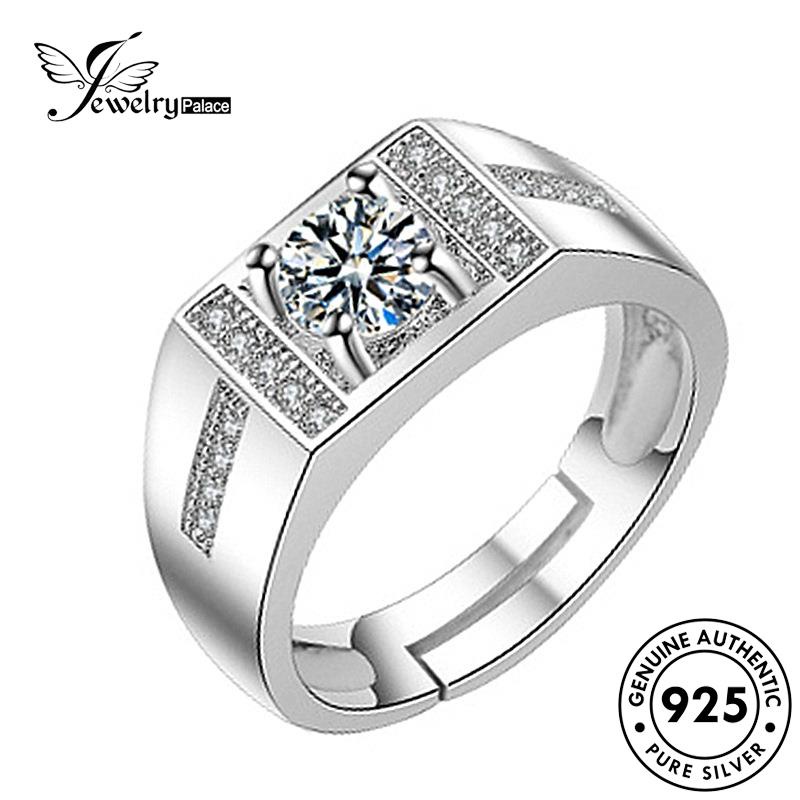 Jewelrypalace Pria Cincin Berlian Moissanite Asli Fashion Perak925 R642