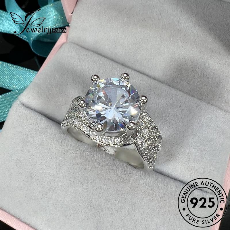 Jewelrypalace Cincin Wanita Moissanite Kreatif Emas925 Lingkaran Asli Berlian Perak R853