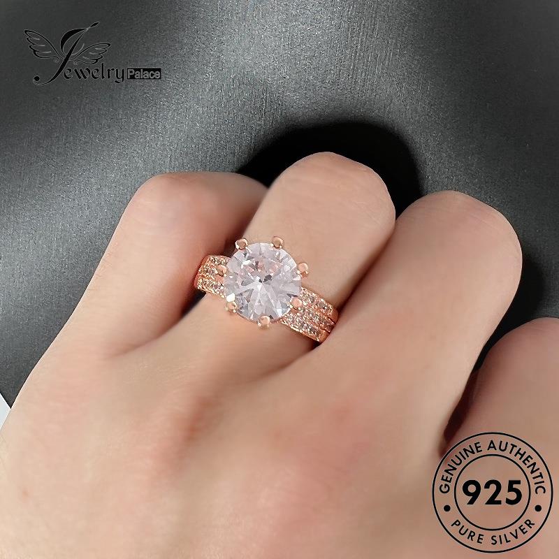 Jewelrypalace Emas925 Berlian Asli Wanita Perak Moissanite Cincin Mewah R879