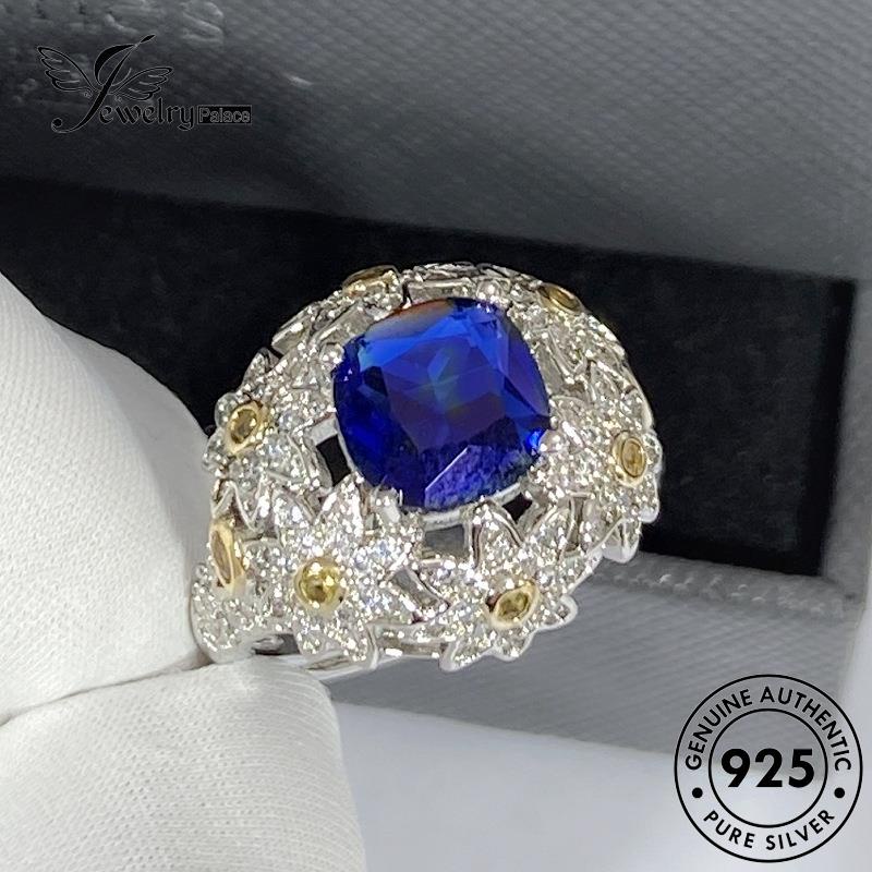 Jewelrypalace Perak Mewah925Bunga Wanita Cincin Safir Asli R923