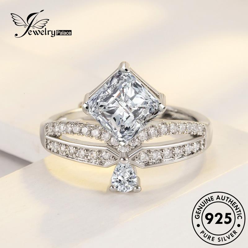 Jewelrypalace Perak Asli Wanita Cincin Mahkota Simple Berlian925 Moissanite R928