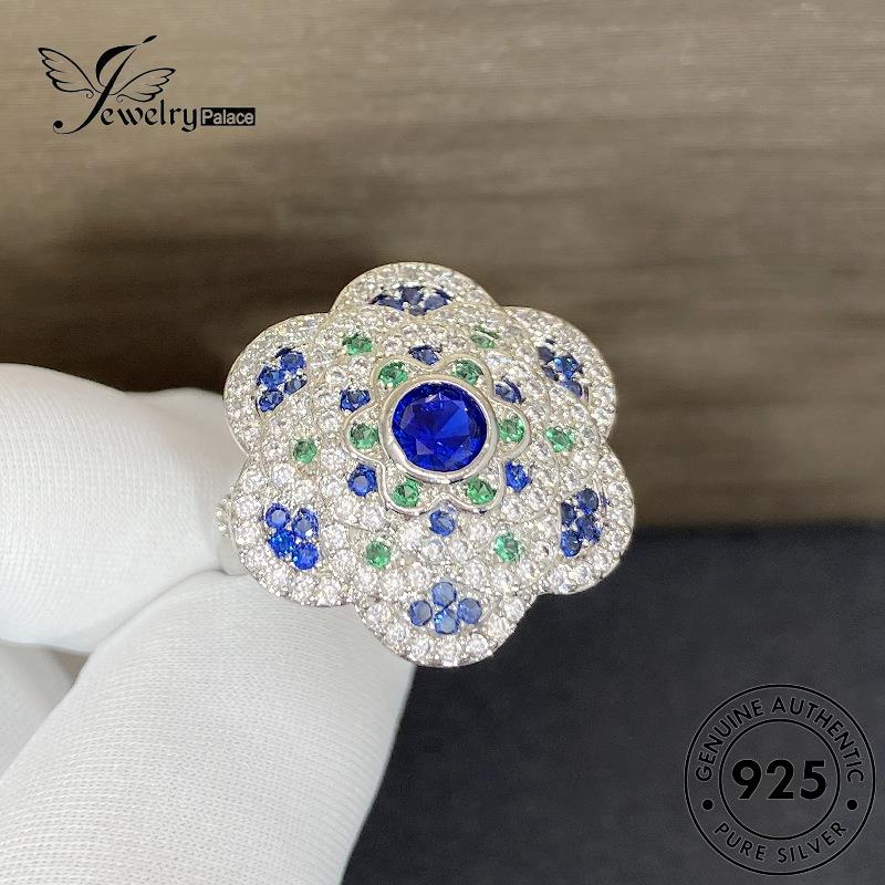 Jewelrypalace Perak Asli925 Cincin Safir Wanita Bunga Kreatif R929