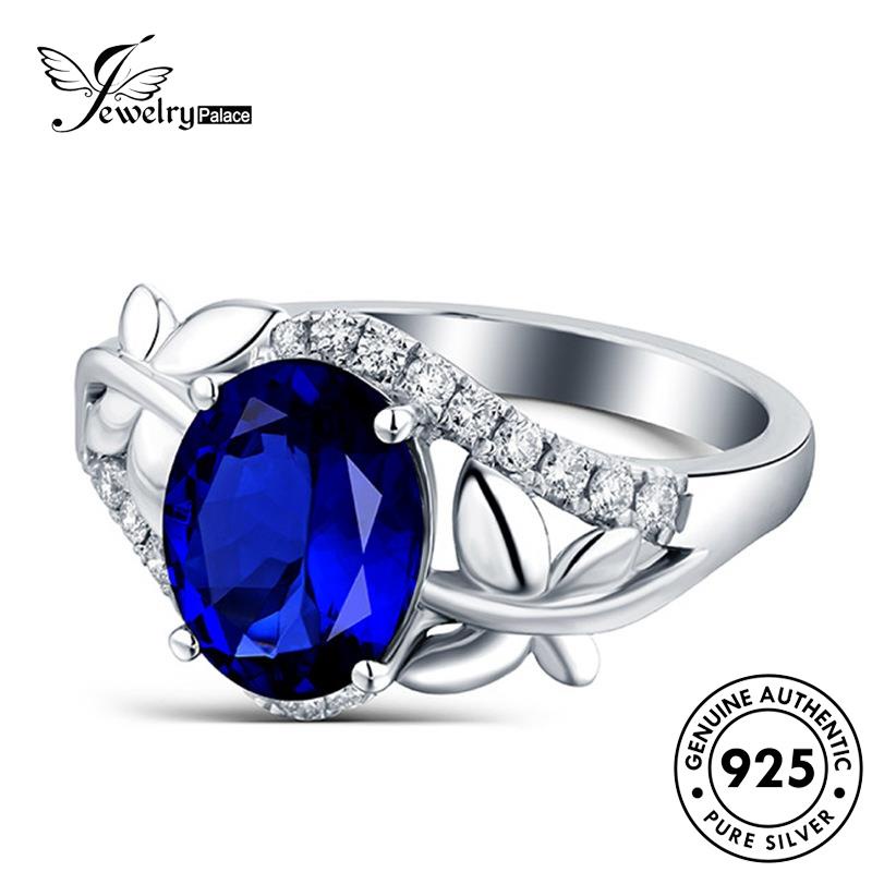 Jewelrypalace Cincin Safir Asli925 Wanita Oval Perak Halus R1056