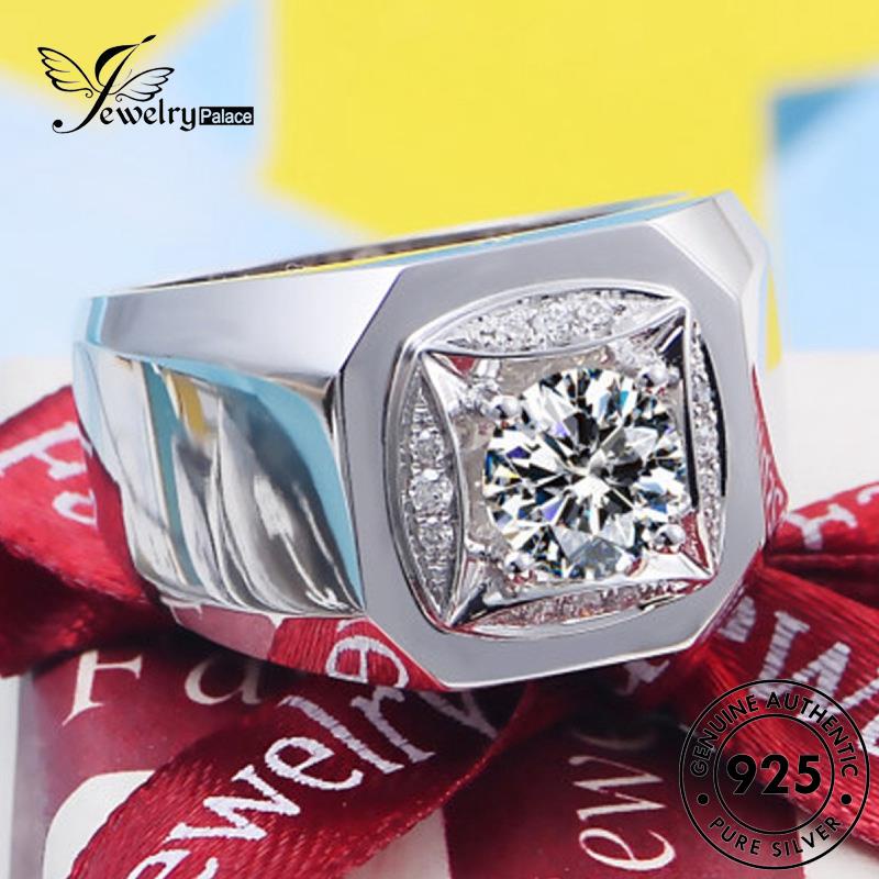 Perhiasantempat Mendominasi925Asli Cincin Moissanite Pria Berlian Perak R1120