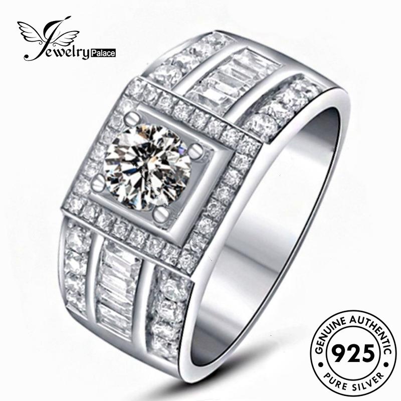 Jewelrypalace 925cincin Berlian Asli Klasik Perak Wanita Moissanite R970