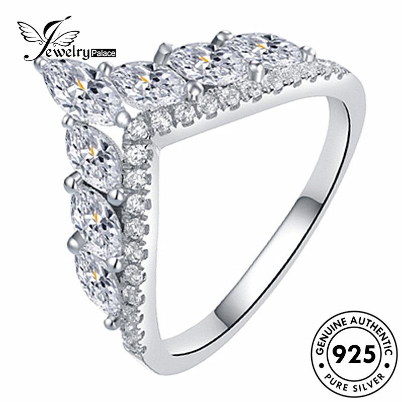 Jewelrypalace Berlian V Moissanite Perak925 Temperamen Bentuk Emas Asli Couple Rings R1128