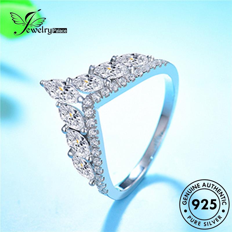 Jewelrypalace Berlian V Moissanite Perak925 Temperamen Bentuk Emas Asli Couple Rings R1128