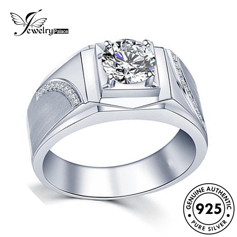 Tempat Perhiasan Wanita Asli Cincin Berlian Klasik Perak925 Moissanite R1144