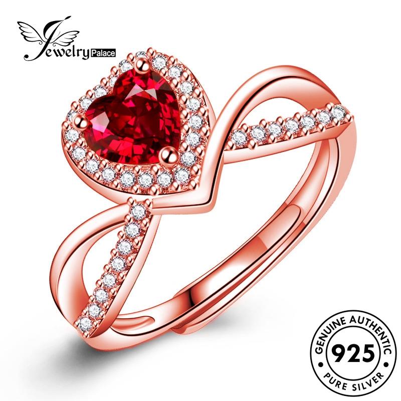 Jewelrypalace Cincin Perak Wanita Love Ruby Fashion Emas Asli925 R1156