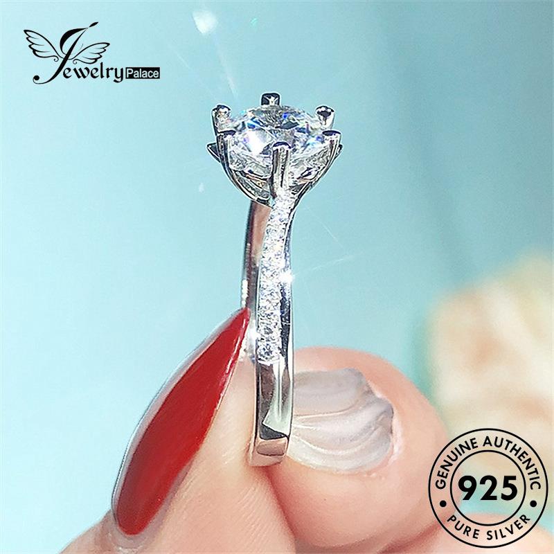 Jewelrypalace Love Asli Wanita Moissanite Berlian Cincin Perak925 Klasik R1158
