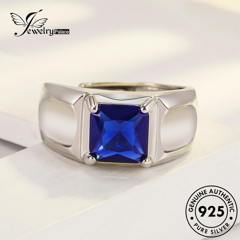 Jewelrypalace Cincin Simple Original Kotak Safir Pria925 Perak R1232