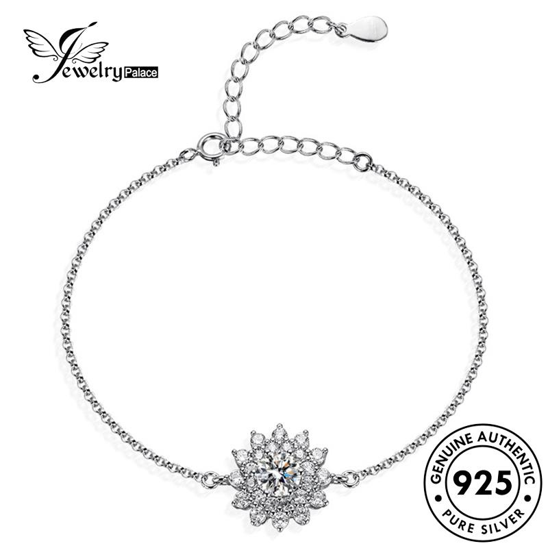 Jewelrypalace Moissanite Gelang Fashion Berlian Asli Wanita925 Perak Bunga Matahari B15