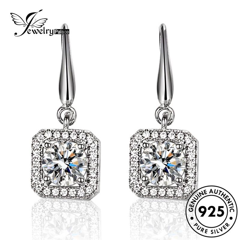 Jewelrypalace Anting Kait Berlian Asli925 Moissanite Wanita Square Silver E21