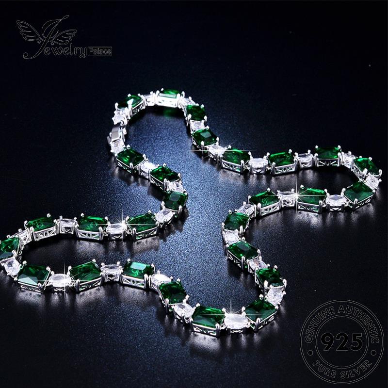 Jewelrypalace Kalung Berlian Wanita Asli Fashion925 Emerald Square Silver N14