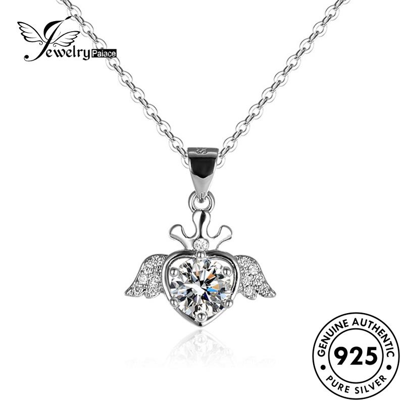 Jewelrypalace Wanita Asli925 Mahkota Perak Fashion Moissanite Kalung Angel Diamond N85