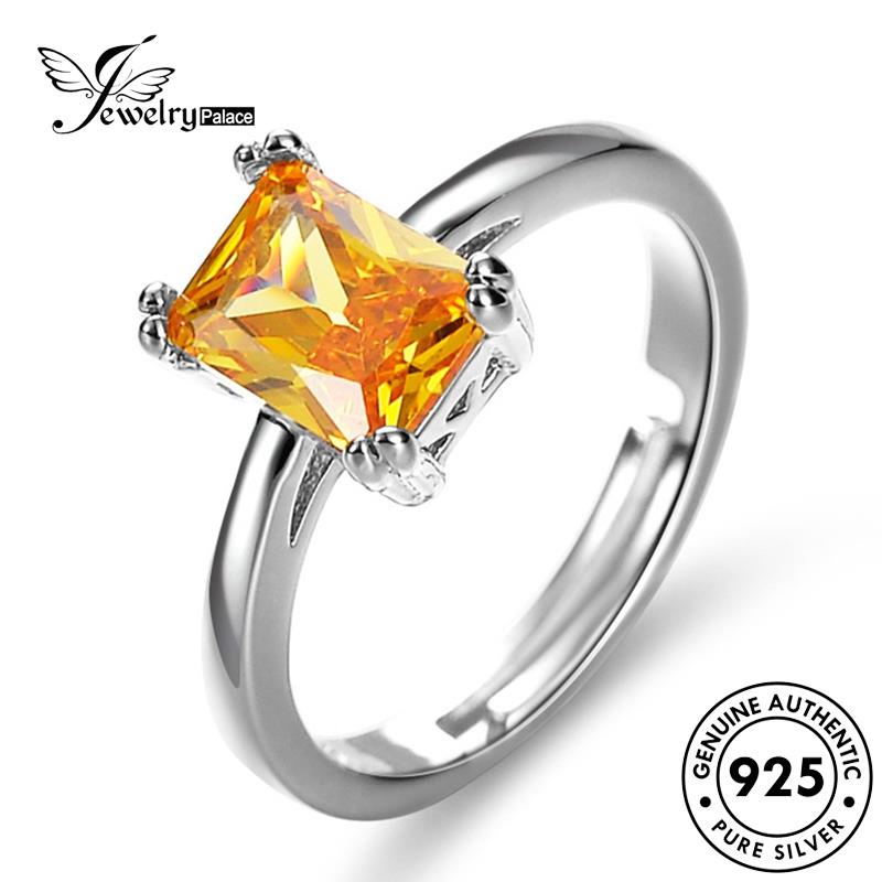 Jewelrypalace 925 Cincin Wanita Perak Asli Citrine Personality Square R161