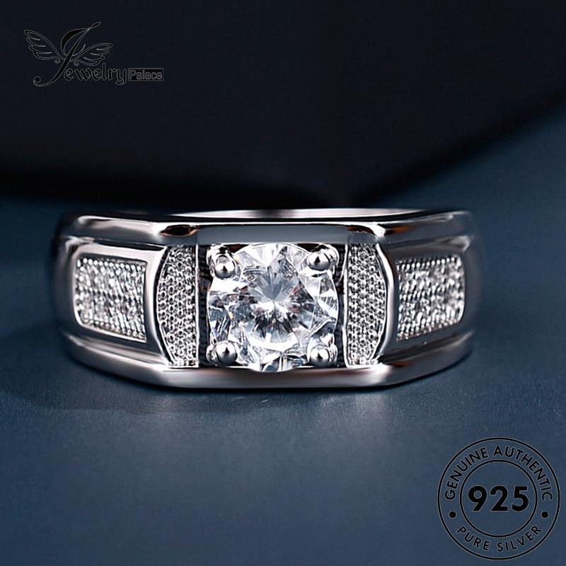 Jewelrypalace Cincin Pria Perak Asli Berlian925 Fashion Moissanite R386