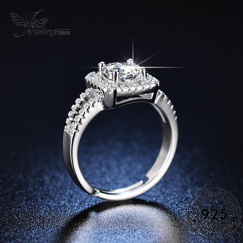 Jewelrypalace Kreatif Asli Cincin Berlian Persegi Wanita Perak Moissanite925 R397